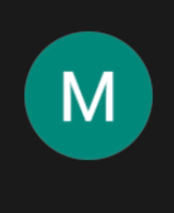Teal circle containing a white capital letter M, set against a dark gray background.
