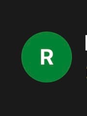 White capital letter R centered inside a green circle on a dark gray background.